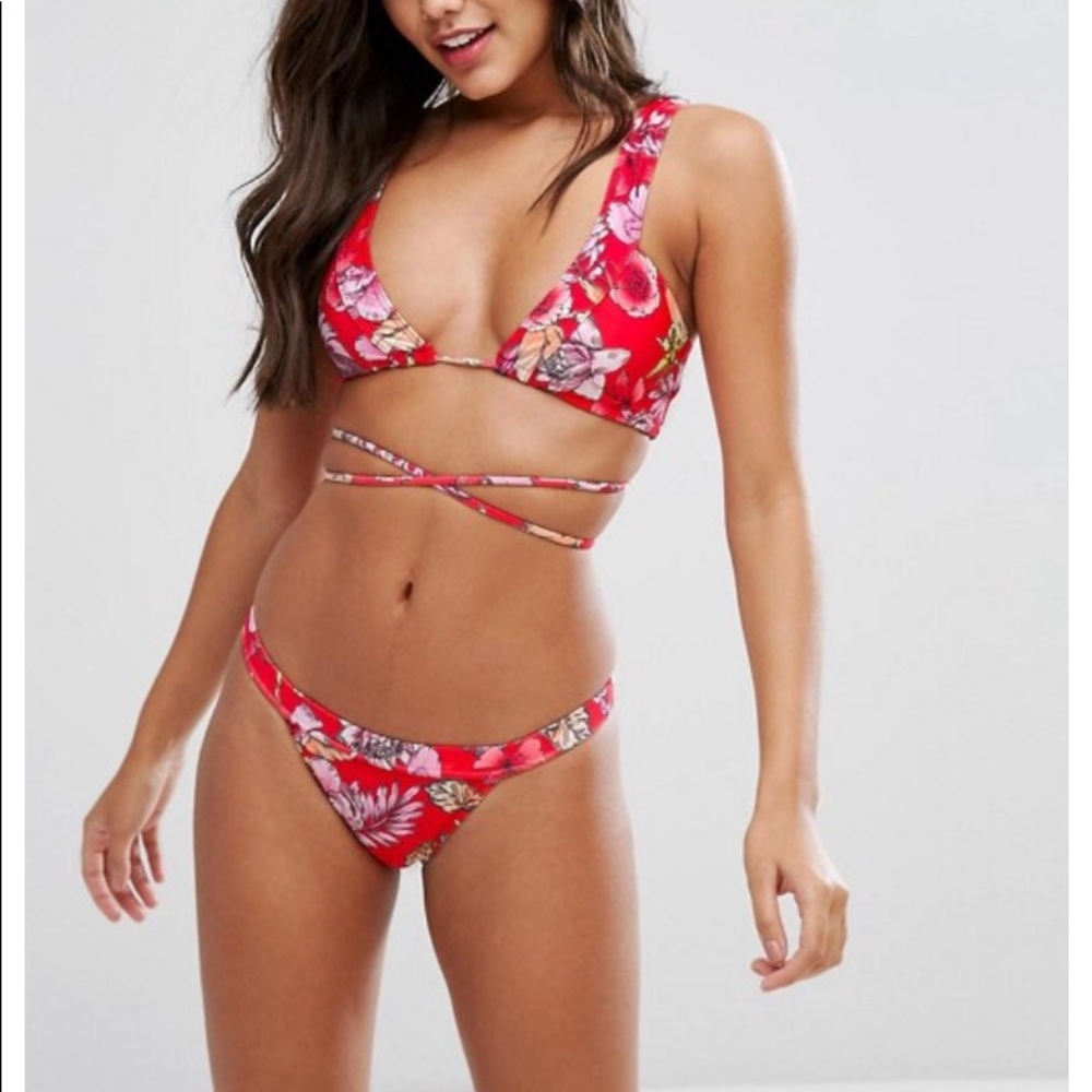 Asos floral palm print bikini bottoms